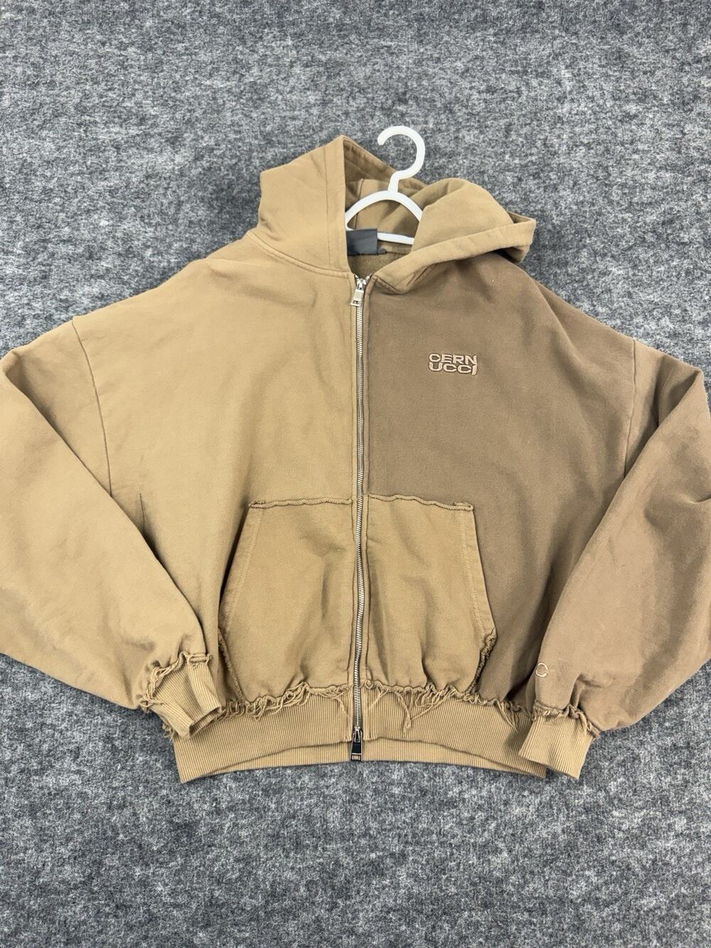 Cernucci Hoodie Mens Medium Brown Color Block Two Tone Streetwear Hip Hip N73